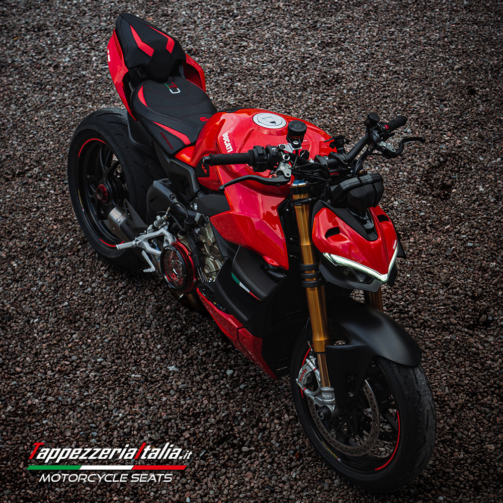 Ducati Streetfighter V4 2020-2024 Seat Cover Tappezzeria Italia TPZ Ultragrip in Red and Black