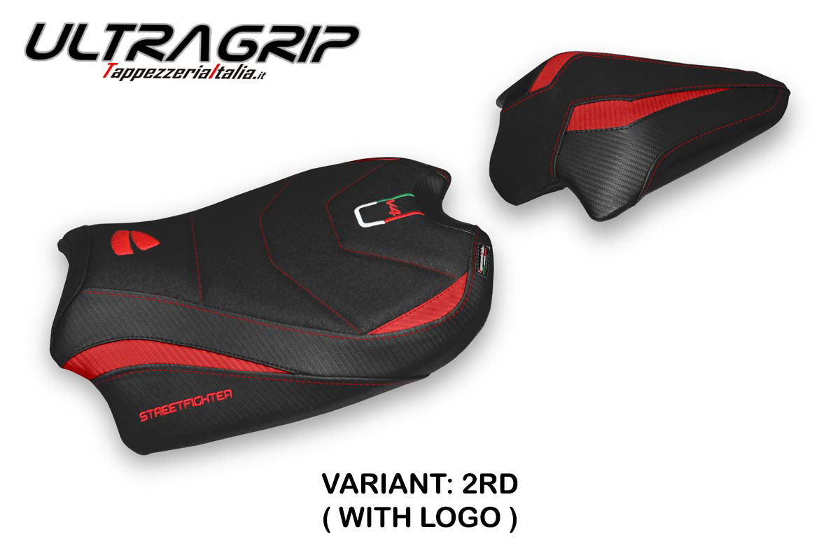 Ducati Streetfighter V4 2020-2024 Seat Cover Tappezzeria Italia TPZ Ultragrip in Red and Black