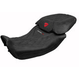 Funda de asiento Tappezzeria Italia TPZ para Ducati Diavel V4 2023-2025 en cuero Diablo Classic negro