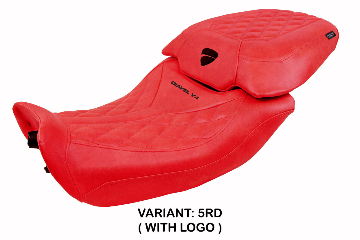 Funda de asiento Tappezzeria Italia TPZ para Ducati Diavel V4 2023-2025 en cuero Diablo Classic Red