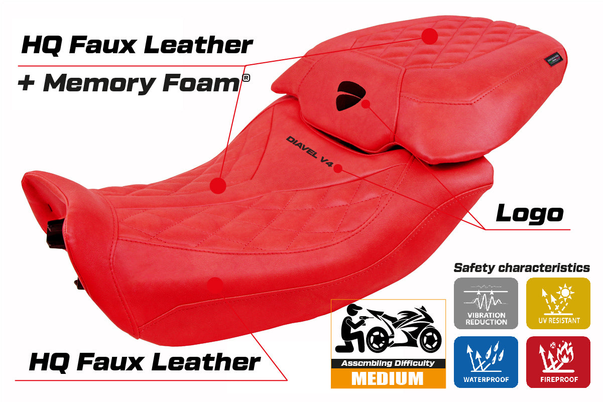 Ducati Diavel V4 2023-2026 Seat Cover Tappezzeria Italia TPZ Comfort Classic in Leather Red