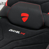 Funda de asiento para Ducati Diavel V4 2023-2025 Tappezzeria Italia TPZ Velvet en rojo Diablo y negro