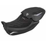Funda de asiento Tappezzeria Italia TPZ para Ducati Diavel V4 2023-2025 en terciopelo Diablo plateado y negro