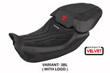 Funda de asiento Tappezzeria Italia TPZ para Ducati Diavel V4 2023-2025 en terciopelo negro Diablo