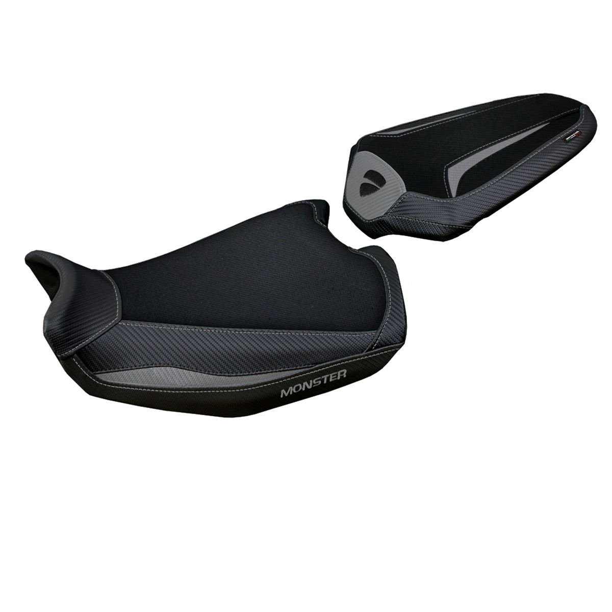 Funda de asiento Tappezzeria Italia TPZ para Ducati Monster 937 950 2021-2025 en gris y negro