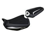 Funda de asiento Tappezzeria Italia TPZ Ultragrip para Ducati Monster 937 950 2021-2025 en blanco y negro