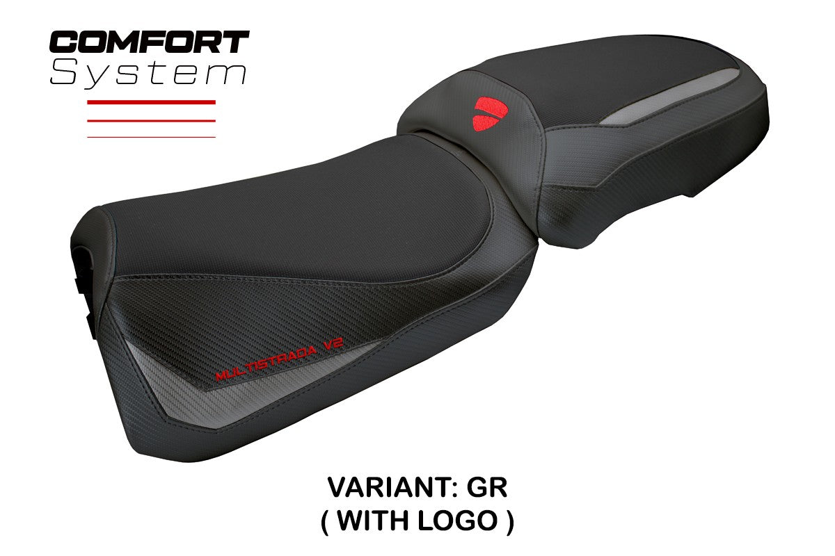 Funda de asiento Ducati Multistrada V2 2025 Tappezzeria Italia TPZ Comfort Gris Negro