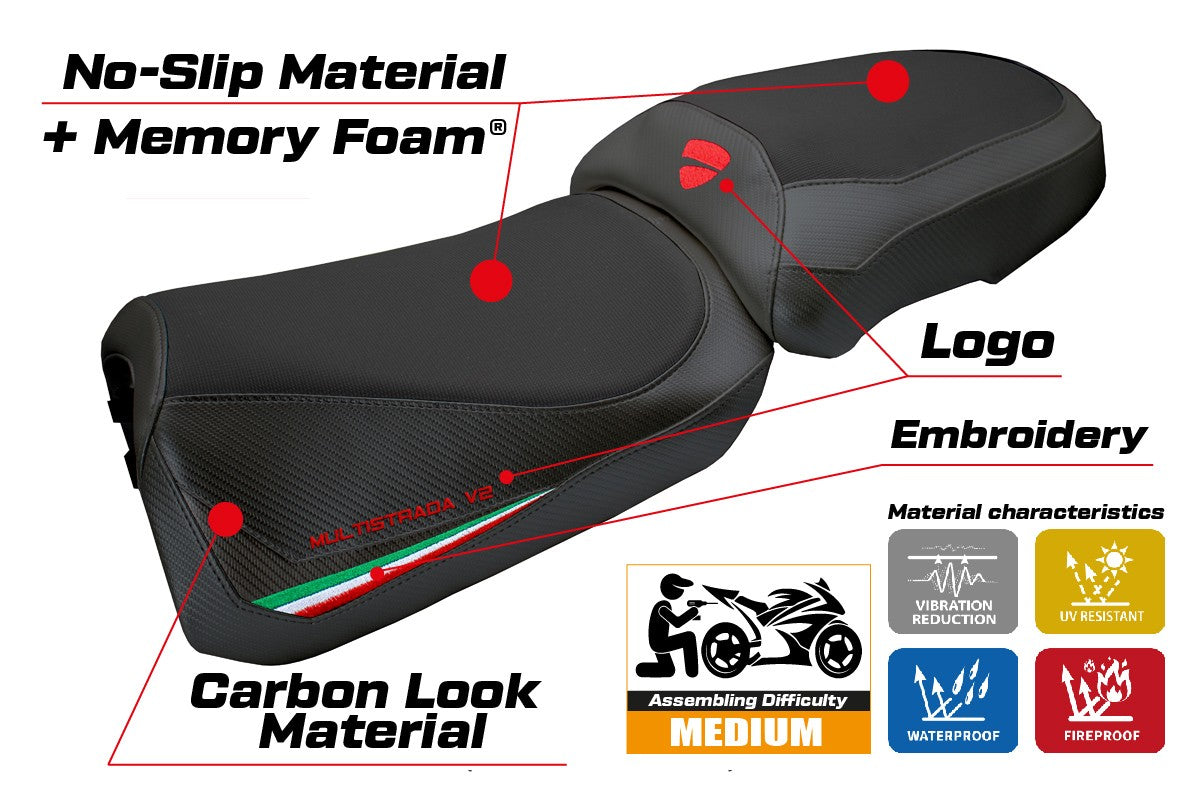 Ducati Multistrada V2 2025-2026 Seat Cover Tappezzeria heating Comfort Italian Flag