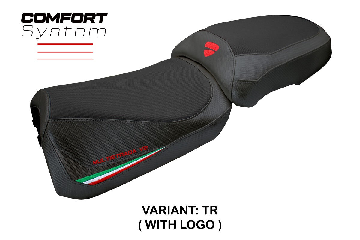 Ducati Multistrada V2 2025-2026 Seat Cover Tappezzeria Comfort Italian Flag Black