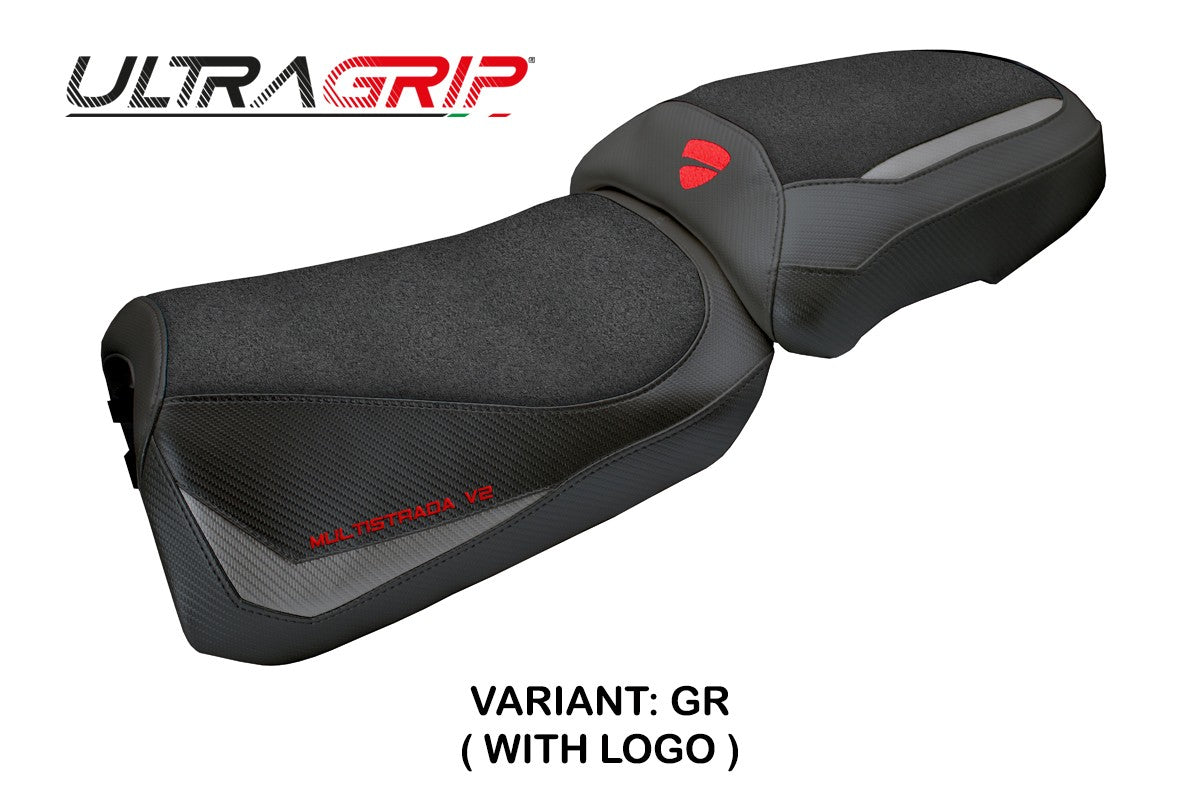 Funda de asiento para Ducati Multistrada V2 2025 Tappezzeria Italia TPZ Ultragrip Gris Negro