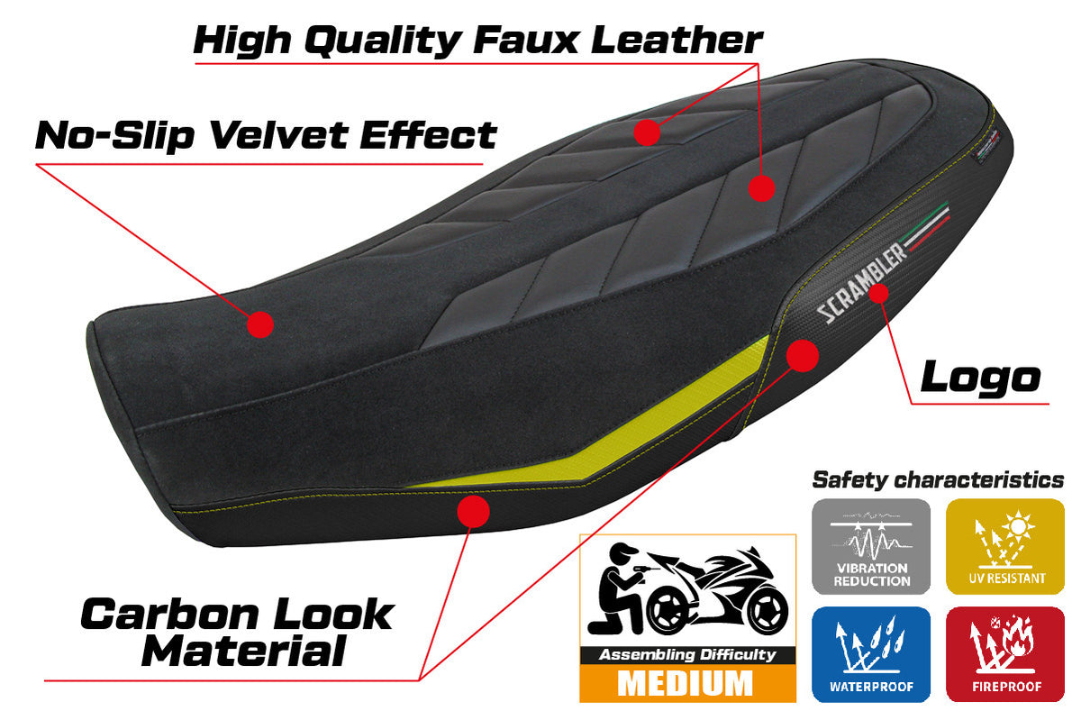 Ducati Scrambler 800 2023-2026 Seat Cover TPZ Italia Yellow Black