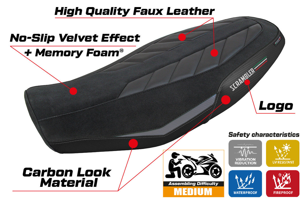 Ducati Scrambler 800 2023-2026 Seat Cover TPZ Italia Comfort Grey Black