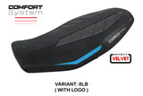Ducati Scrambler 800 2023-2025 Seat Cover Tappezzeria Italia TPZ Comfort in Velvet Light Blue and Black