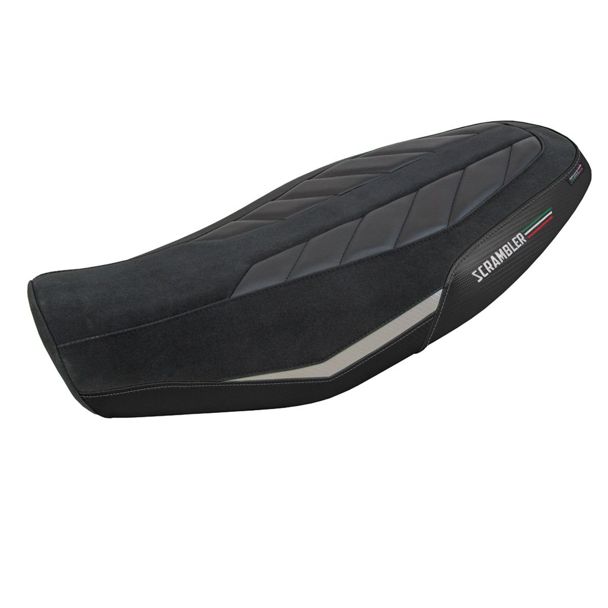 Ducati Scrambler 800 2023-2025 Seat Cover Tappezzeria Italia TPZ in Velvet Look Silver and Black