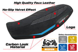 Funda de asiento Tappezzeria Italia TPZ para Ducati Scrambler 800 2023-2025 en terciopelo azul claro y negro