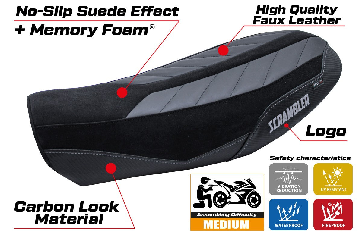 Funda de asiento Tappezzeria Italia TPZ Comfort Black para Ducati Scrambler Nightshift 2021-2022