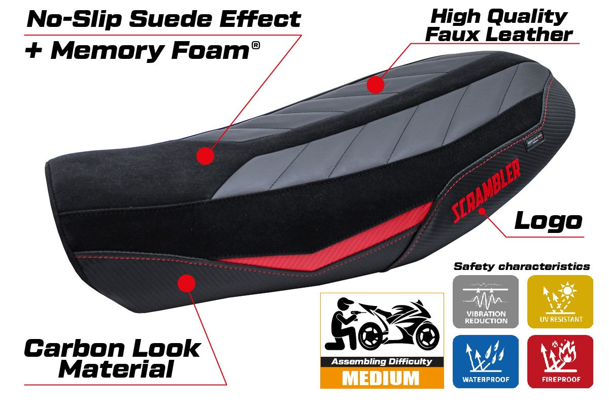 Ducati Scrambler Nightshift 2021-2022 Seat Cover Tappezzeria Italia TPZ Comfort Red Black