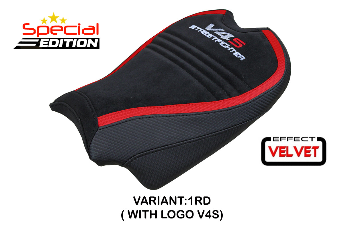 Ducati Streetfighter V4 S 2020-2024 Seat Cover Tappezzeria Italia TPZ in Velvet Red and Black SpEd