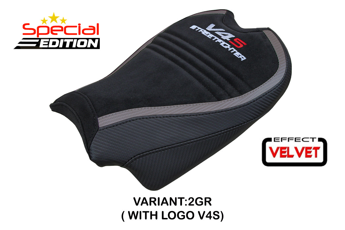 Ducati Streetfighter V4S 2020-2024 Seat Cover Tappezzeria Italia TPZ in Velvet Grey and Black SpED