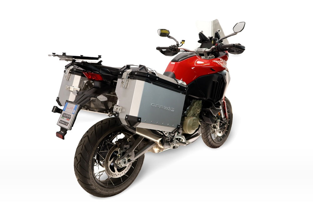 Ducati Multistrada V4 / V4S 2025-2026 GPR Tech 38+32L Aluminum Side Cases, Silver with Pannier Holders - photo 3