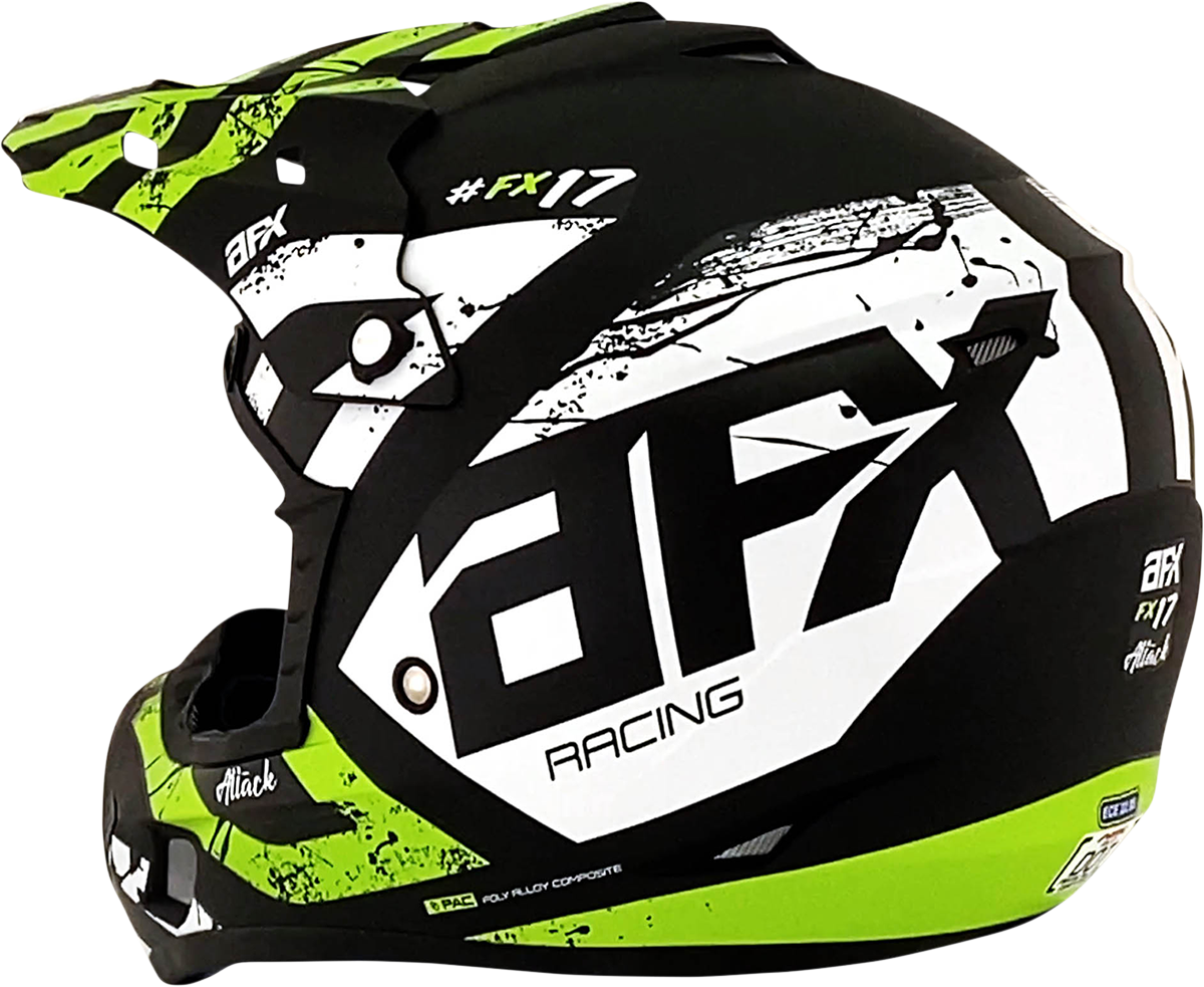 Casco de moto AFX FX-17 - Attack - Negro mate/Verde - XS 0110-7178