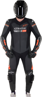 Mono de cuero ALPINESTARS GP Force Chaser de una pieza - Negro/Rojo Fluorescente - Talla 42 EE. UU. / 52 UE 3150321-1030-52