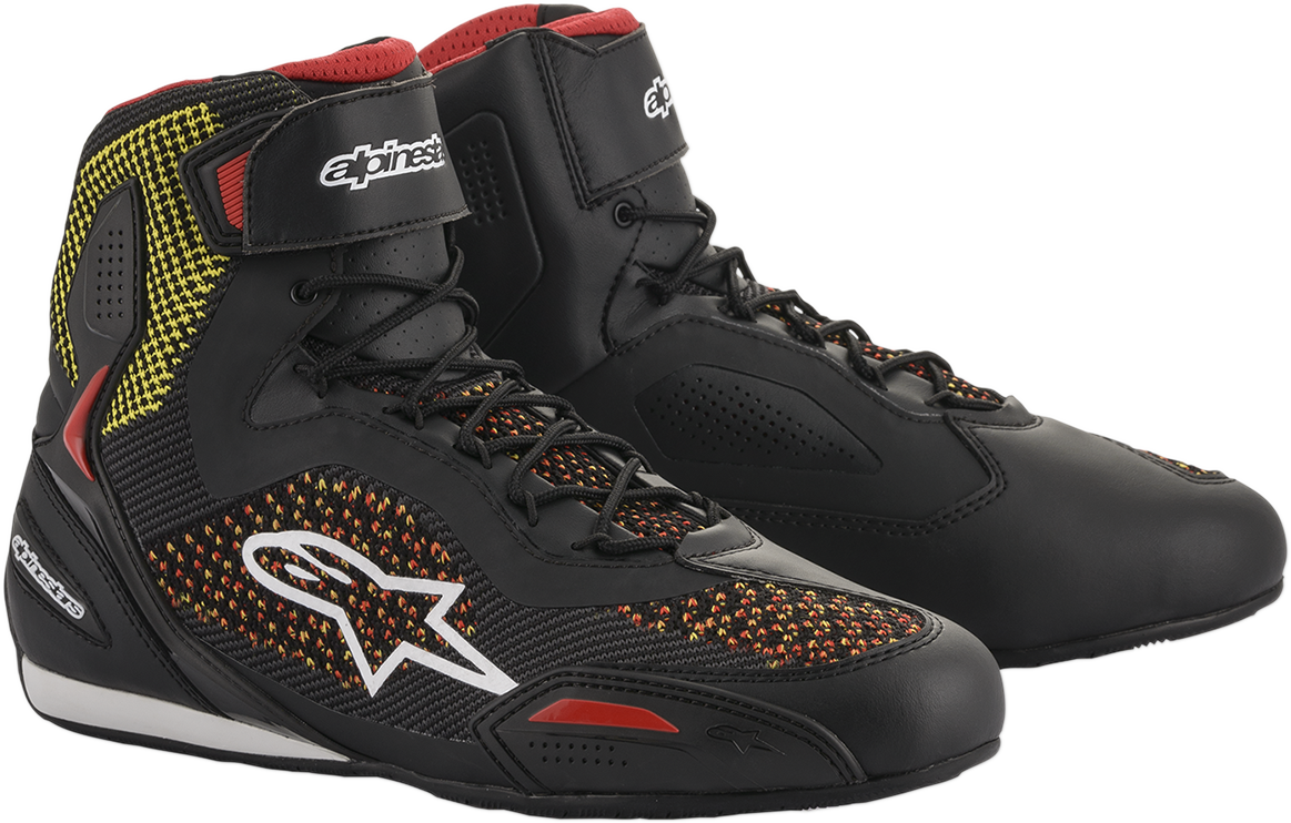 Zapatillas ALPINESTARS Faster-3 Rideknit® - Negro/Rojo/Amarillo - Talla 7 de EE. UU. 251031915307