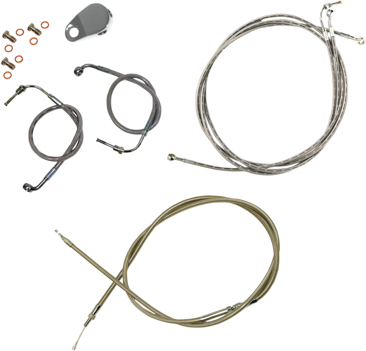 Kit de cable de manillar/línea de freno LA CHOPPERS - Manillar Mini Ape Hanger - Acero inoxidable LA-8051KT-08