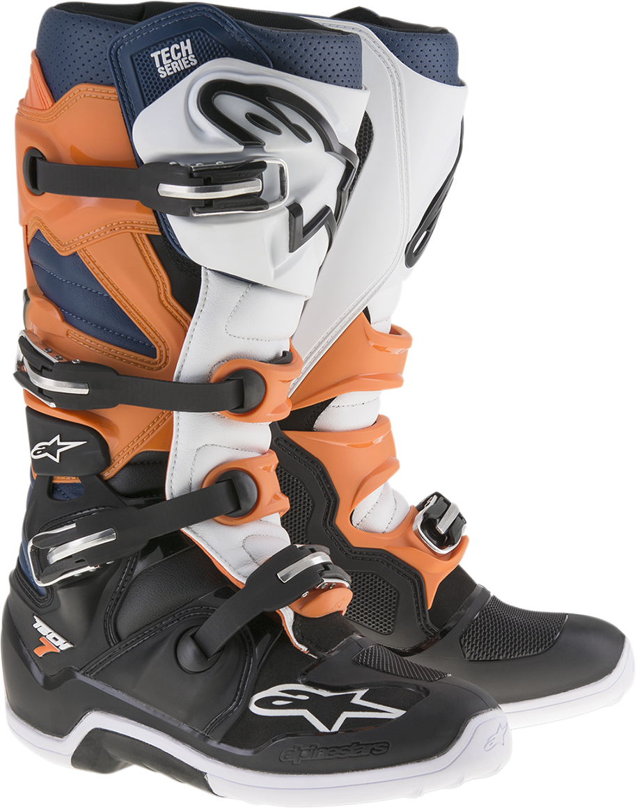 Botas ALPINESTARS Tech 7 - Negro/Naranja/Blanco - Talla 5 de EE. UU. 2012014-1427-5