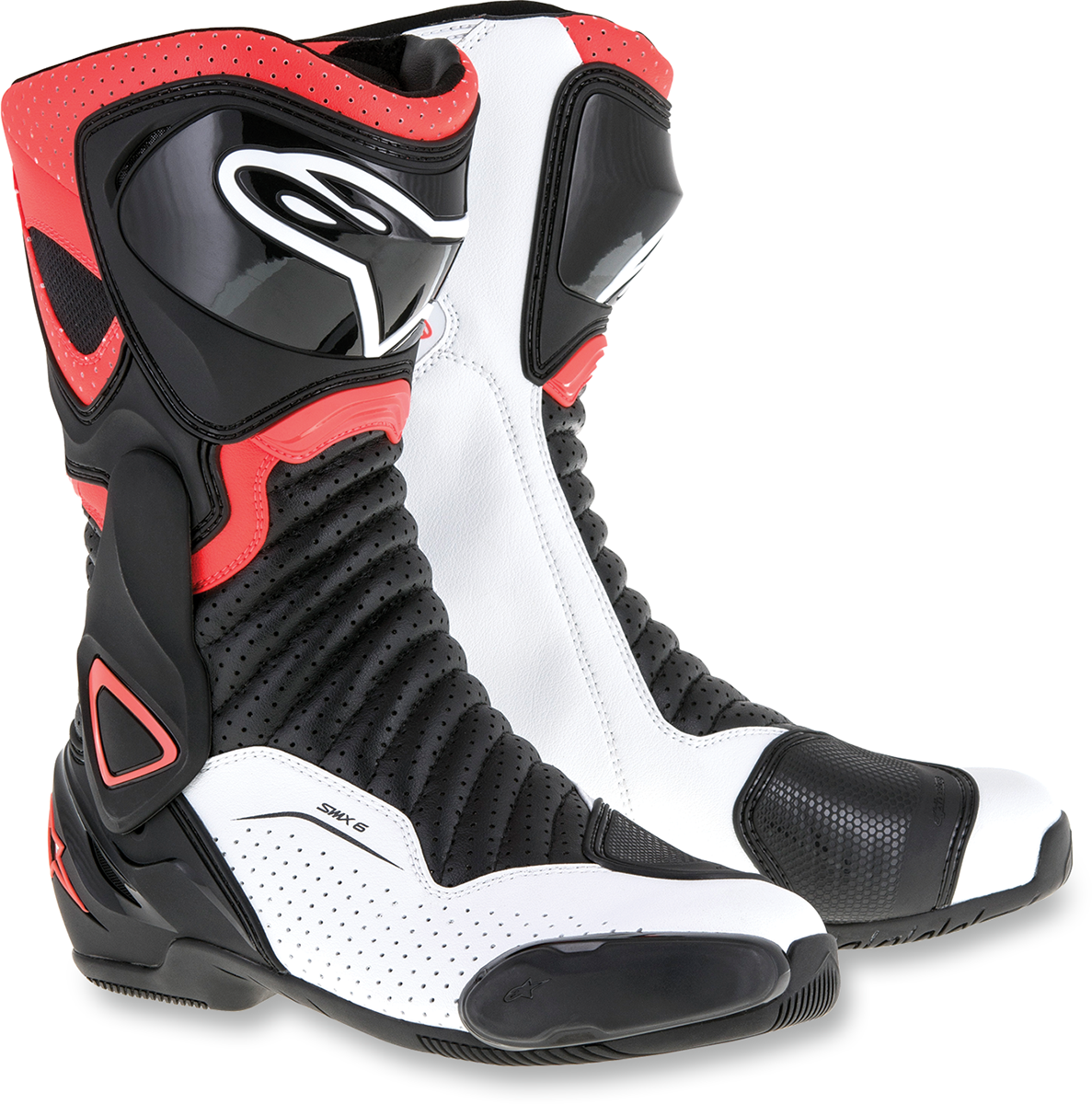 Botas ventiladas ALPINESTARS SMX-6 v2 - Negro/Blanco/Rojo Fluorescente - Talla 12 EE. UU. / 47 UE 2223017-1320-47