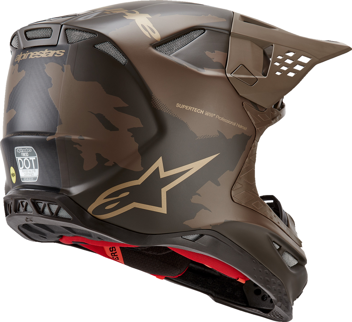 Casco de motocicleta ALPINESTARS Supertech M10 - Squad - MIPS® - Marrón oscuro/Dorado - Grande 8302823-839-LG