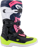 Botas ALPINESTARS Tech 3S - Negro/Azul/Rosa/Blanco/Amarillo - Talla 5 de EE. UU. 2014018-1176-5