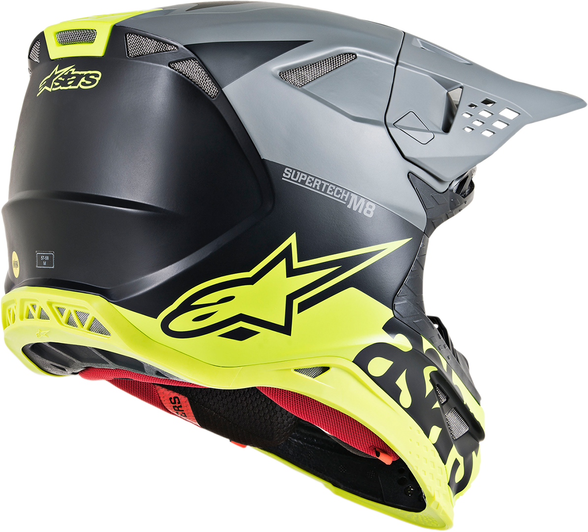 Casco de motocicleta ALPINESTARS Supertech M8 - Radium - MIPS - Negro mate/Gris medio/Amarillo fluorescente - Grande 8301519-1305-LG