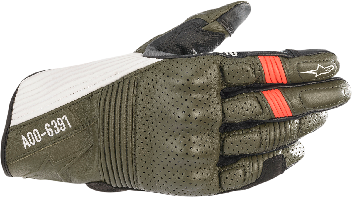 Guantes ALPINESTARS Kei - Bosque/Negro/Blanco/Rojo Fluo - 2XL 3566221-6123-2X