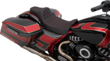 Asiento Predator III de DRAG SPECIALTIES - Extendido - Doble diamante - Costuras rojas - FL '08-'22 0801-1262