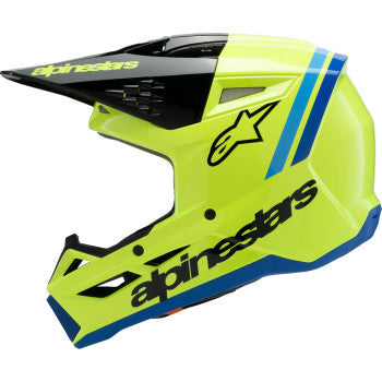 Casco de motocicleta juvenil ALPINESTARS SM3 - Radium - Amarillo brillante fluorescente/Negro/Azul - Grande 8301825-5017-YL 