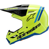 Casco de motocicleta juvenil ALPINESTARS SM3 - Radium - Amarillo brillante fluorescente/Negro/Azul - Grande 8301825-5017-YL 