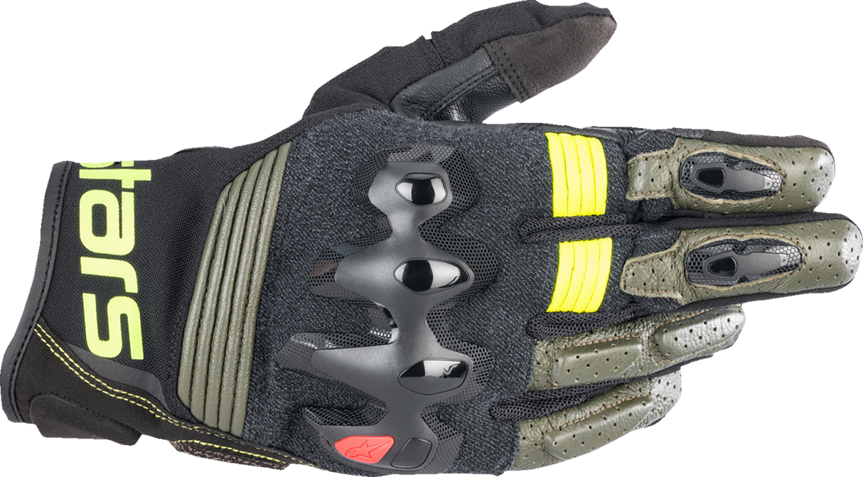 Guantes ALPINESTARS Halo - Negro Bosque/Amarillo Fluo - Medianos 3504822-6085-M