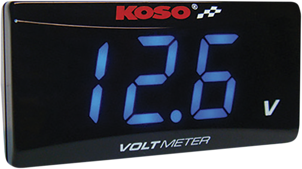 Voltímetro superdelgado KOSO NORTH AMERICA - Dígitos azules - 2,22" de ancho x 1,06" de alto x 0,43" de profundidad BA024B00