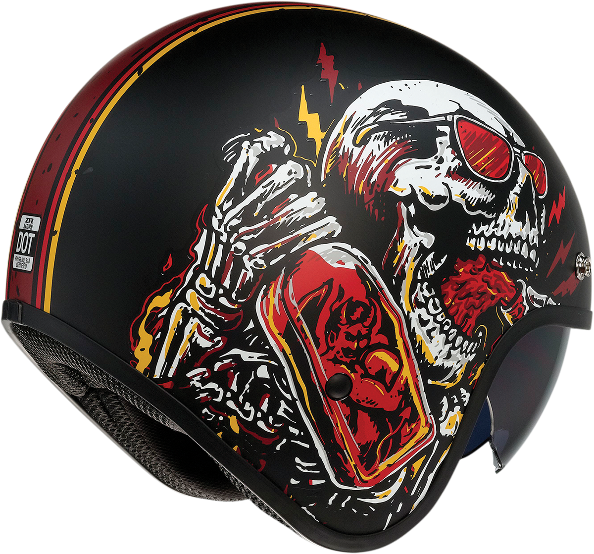 Casco de motocicleta Saturn Z1R - Devil Made Me - Negro/Rojo - Grande 0104-2819