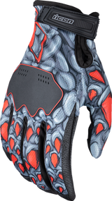 Guantes ICON Hooligan™ Kryola Kreep - Rojo - 2XL 3301-4732