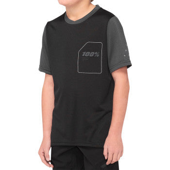 Maillot Ridecamp 100% juvenil - Manga corta - Negro/Carbón - Talla grande 40031-00002