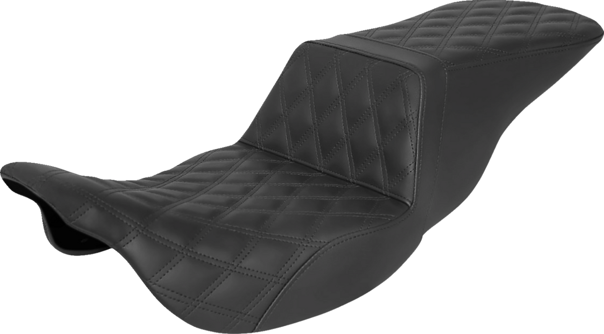 Asiento SADDLEMEN Step-Up - Costura de celosía completa - Negro - FLH/FLT 808-07B-195