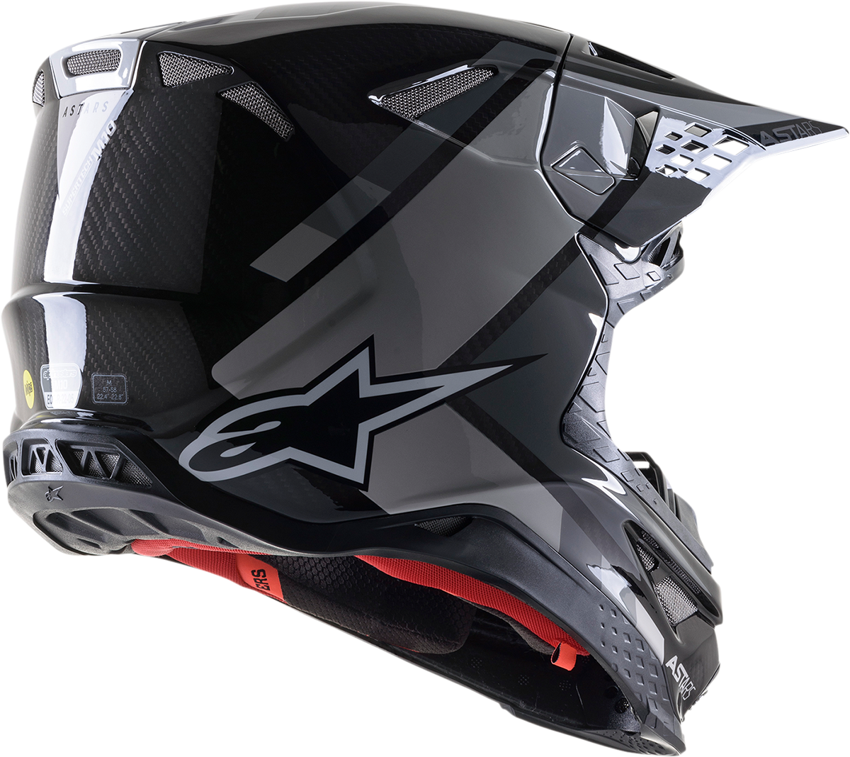 Casco de motocicleta ALPINESTARS Supertech M10 - Meta 2 - MIPS® - Negro/Gris/Brillante - Pequeño 8300422-1195-SM