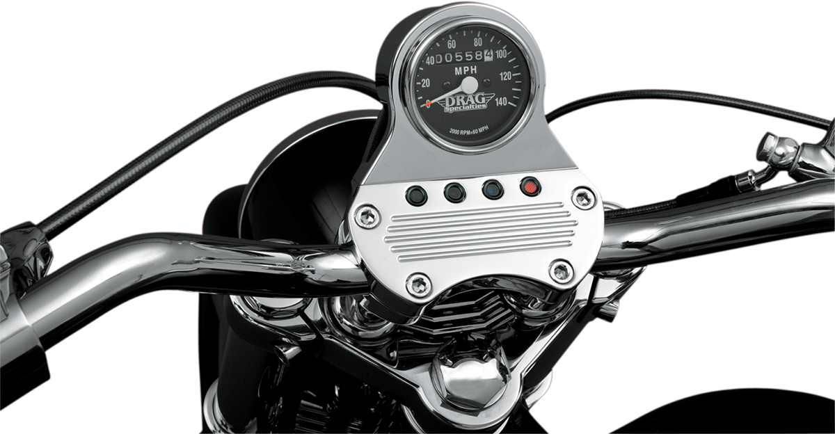 Velocímetro/indicadores mecánicos mini LED de 2,4" MPH de DRAG SPECIALTIES - Carcasa cromada - Esfera negra - 2:1 21-6805DS1-BX15