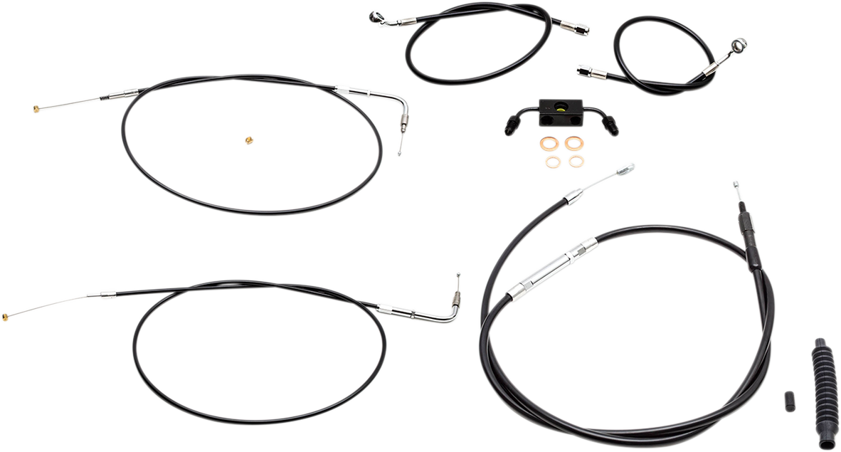 Kit de cable de manillar/línea de freno LA CHOPPERS - Manillar Ape Hanger de 12" a 14" - Vinilo negro LA-8211KT-13B 