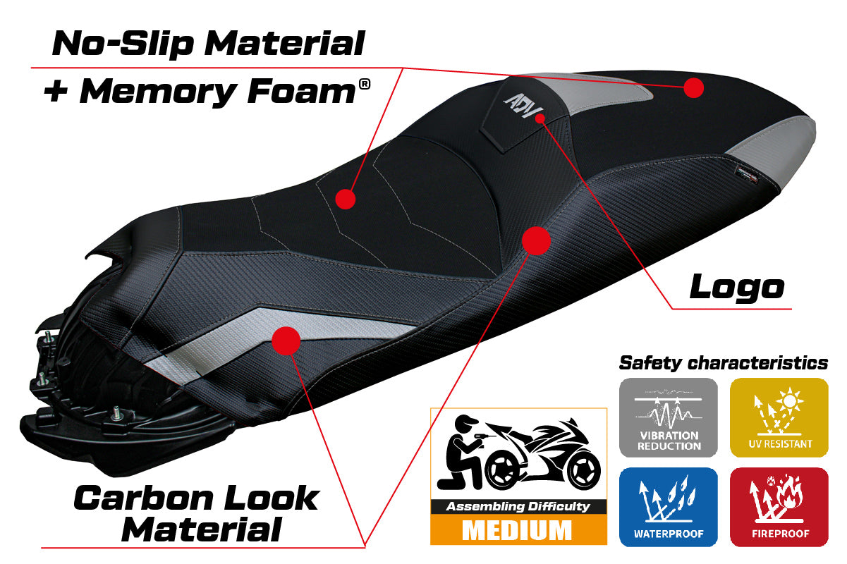 Honda ADV 350 2022-2026 Seat Cover Tappezzeria Italia TPZ Comfort in Silver and Black