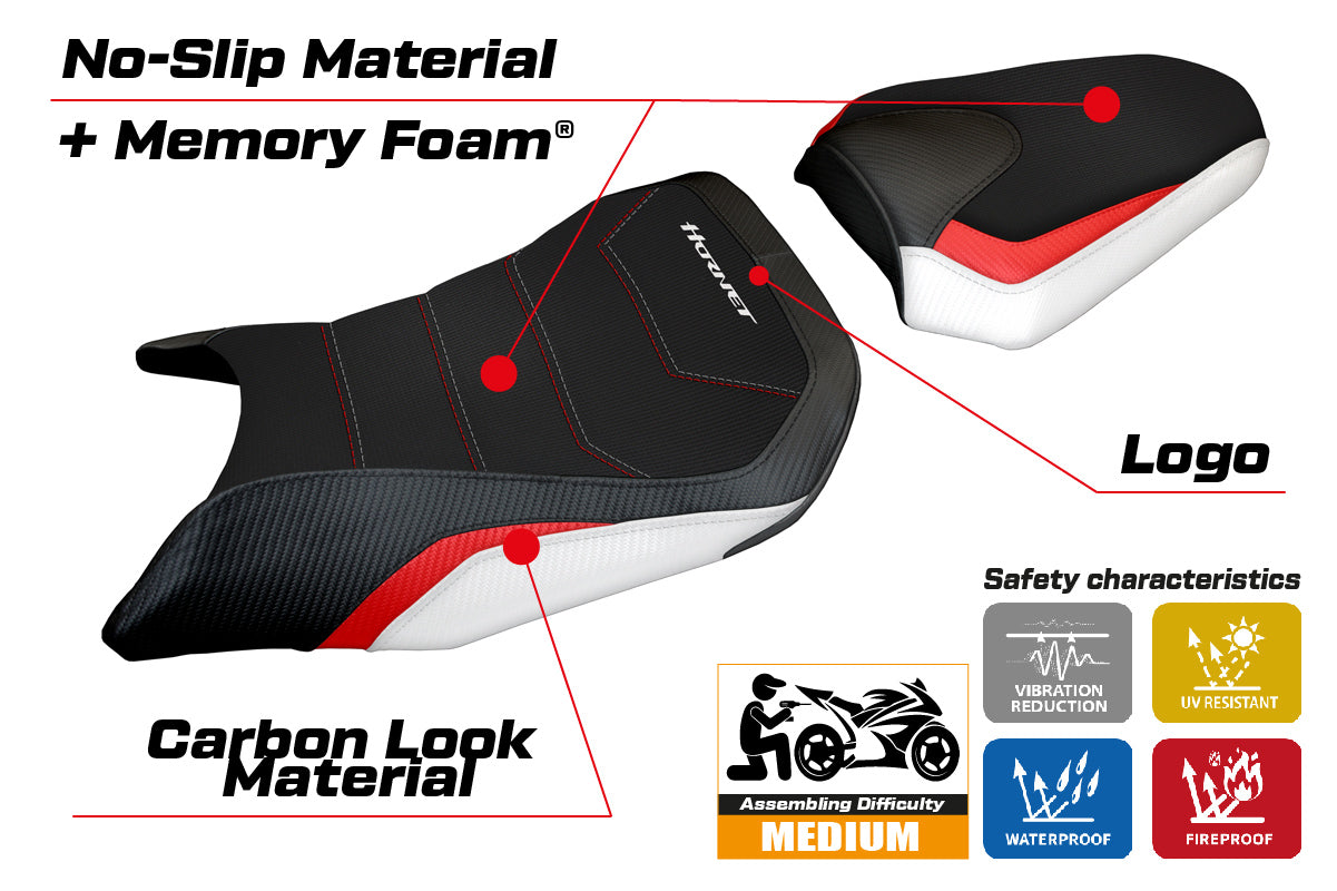 Honda CB500 Hornet 2024-2026 Seat Cover Tappezzeria Italia TPZ Comfort White Red and Black