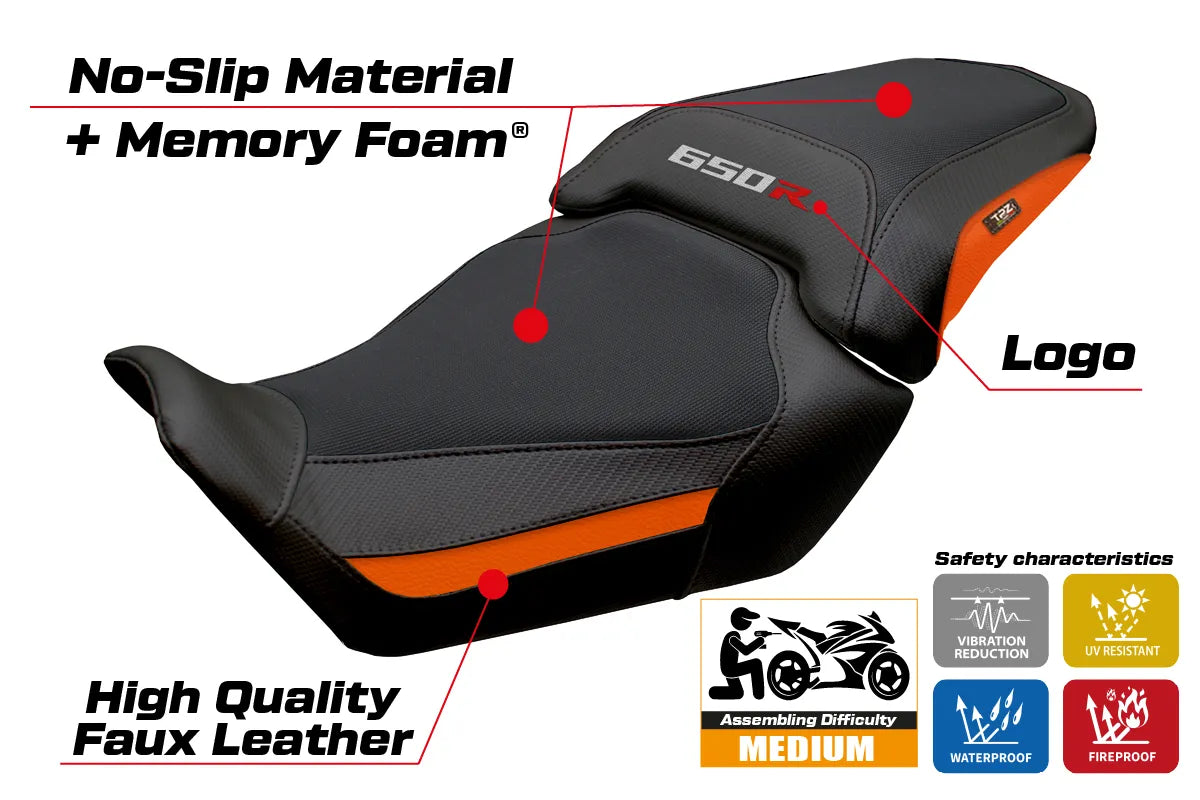 Honda CB650R 2024-2026 Seat Cover TPZ Italia Comfort Orange Black