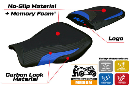 Honda CBR 600 RR 2007-2022 2023 2024 Seat Cover Tappezzeria Comfort Blue Black